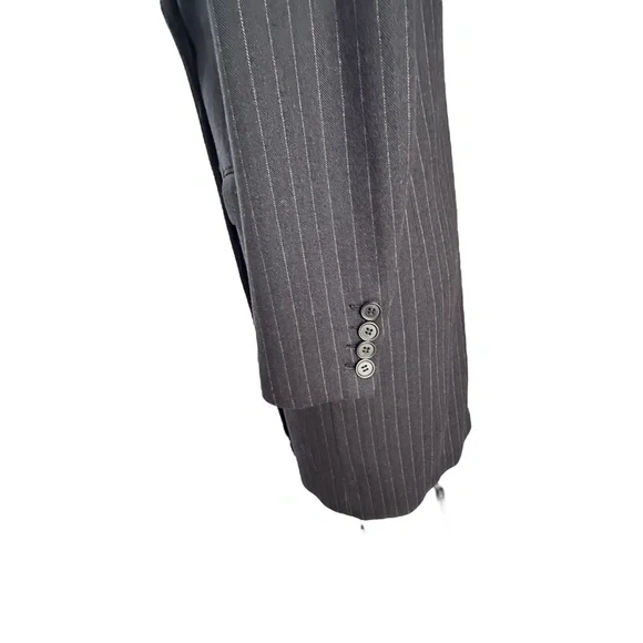 ALLSAINTS Brock Pinstripe Black Cotton Blend Men's Long Coat, sz 34